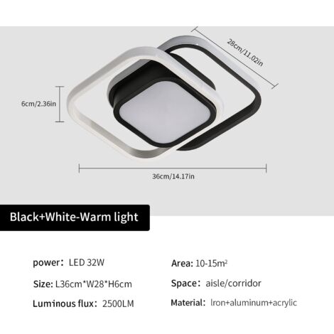 Plafonnier LED Moderne, 26W Lampe de Plafond, Luminaire Plafonnier 2080lm  pour Salon, Chambre, Cuisine, Couloir 3000K (Blanc Chaud) [Classe  énergétique A+++]