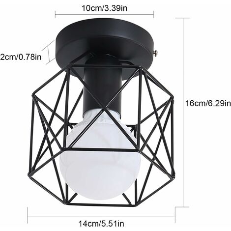 COMELY Plafonnier Industrielle en Métal Cage Carré, Lustre Abat-jour Fer Luminaire E27 60W Noir pour Salon Chambre Bar（Lot de 1,Ampoule non incluse）
