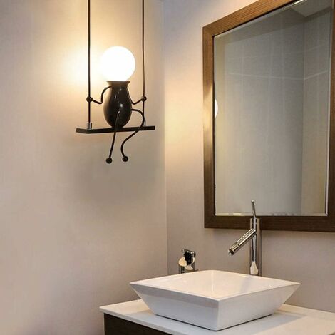 COMELY Lampe Murale Moderne, Humanoïde Créatif Lampe Murale, E27 LED Applique Murale Lampe pour Chambre, Chevet, Escalier, Couloir, Restaurant, Cuisine, Noir [Classe énergétique A+++]