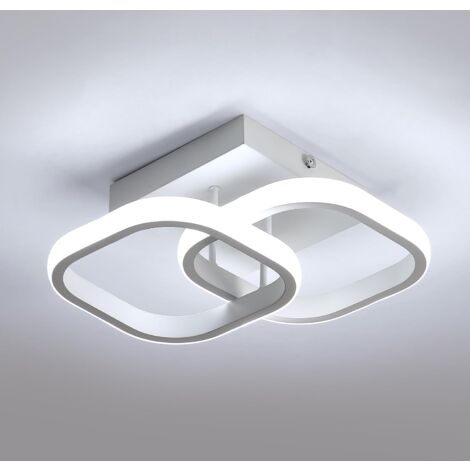 COMELY Plafonnier LED Moderne, Luminaire de Plafond Carré en Acrylique Diamètre 19 cm pour Chambre, Salon, Cuisine, Couloir - 22W - Blanc - Lumière Blanche 6500K (1/5)