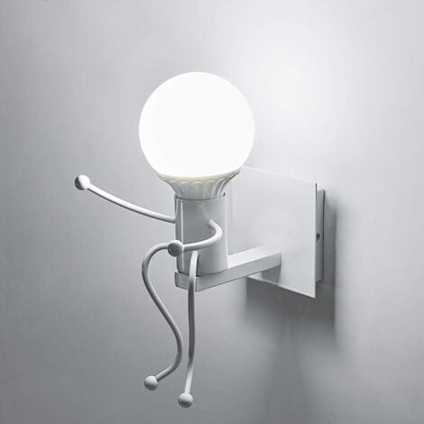 COMELY Applique Murale Créative Vintage, Lampe Murale en Fer Rétro, Décoration Artistique E27 pour Bar, Chambre, Cuisine, Salle à Manger, Café, Couloir - 1 Pièce - Blanc - Ampoule Non Incluse
