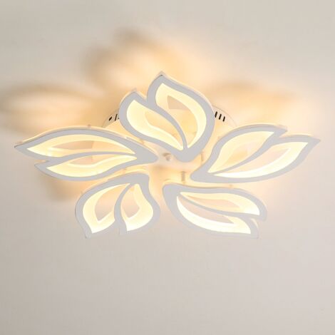 COMELY Plafonnier LED Créatif Pétales Design, 65W Lampe de Plafond Acrylique, Moderne Blanc Luminaire Plafonnier LED pour Chambre Salon Salle à Manger Cuisine Couloir, Blanc Chaud 3500K (1/5)
