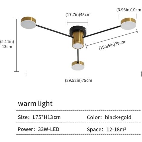 Plafonnier LED, lustre salon moderne, luminaire plafonnier avec 4 Lumières  LED, Plafonnier Spoutnik pour Salon, Chambre, Cuisine, Bureau Lumière