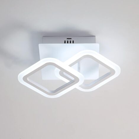 COMELY Plafonnier LED 18W, 6500K Plafonnier de Couloir en Acrylique, Lampe de Plafond Carré Moderne pour Cuisine, Entrée, Chambre, Salon, Lumière Blanc Froid (Blanc)