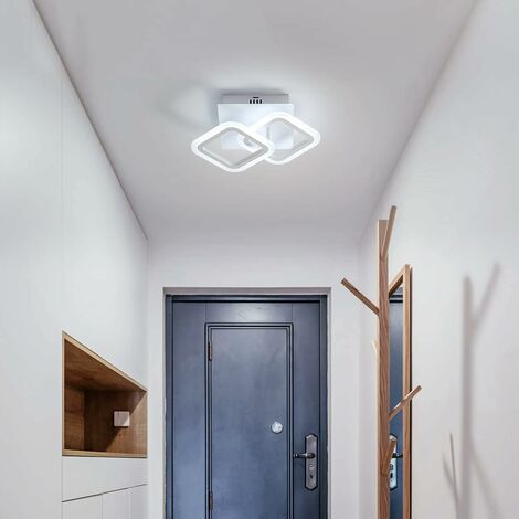 COMELY Plafonnier LED 18W, 6500K Plafonnier de Couloir en Acrylique, Lampe de Plafond Carré Moderne pour Cuisine, Entrée, Chambre, Salon, Lumière Blanc Froid (Blanc)