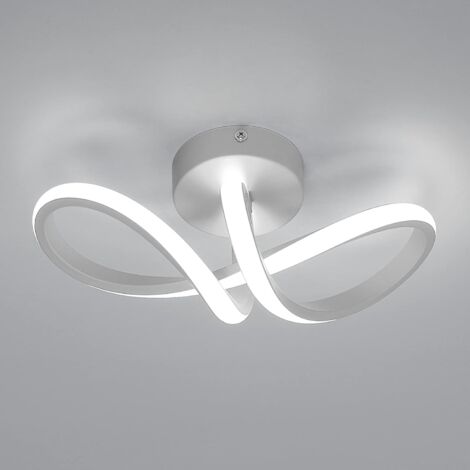 COMELY® Plafonnier LED Moderne, Luminaire Plafonnier Courbé, Éclairage de Plafond pour Salon, Chambre, Cuisine, Salle à Manger - 16W - Blanc - Lumière Blanche 6500K(L29W10)