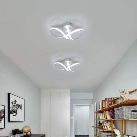 COMELY® Plafonnier LED Moderne, Luminaire Plafonnier Courbé, Éclairage de Plafond pour Salon, Chambre, Cuisine, Salle à Manger - 16W - Blanc - Lumière Blanche 6500K(L29W10)