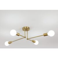 COMELY Lustre Sputnik Moderne 4 Lumières, Plafonnier Vintage E27, Lustres Industriel avec Bras Lumineux Orientables à 180° Horizontalement pour Chambre, Cuisine, Allée (Ampoules Non Incluses) - Or