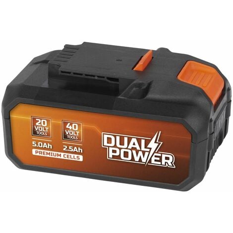 Batterie Dual Power 2,5 Ah et 5,0 Ah de 2x20 V POWDP9037 - pour Outils de Bricolage sans Fil de 20 V et 40 V - LED d'Indication de Puissance - Plateforme de Batterie