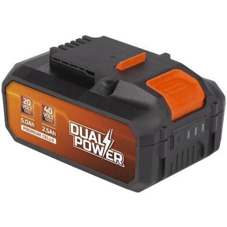 Batterie Dual Power 2,5 Ah et 5,0 Ah de 2x20 V POWDP9037 - pour Outils de Bricolage sans Fil de 20 V et 40 V - LED d'Indication de Puissance - Plateforme de Batterie