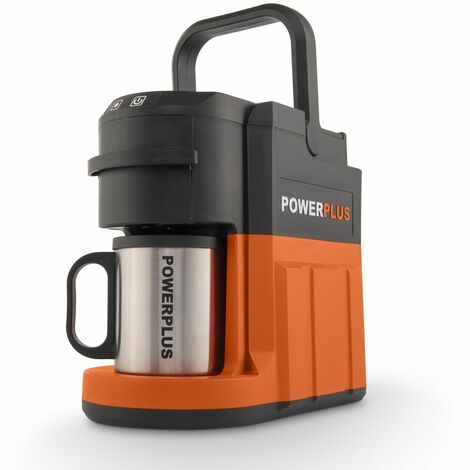 Machine à café portable 40 V POWDP60810 – Pour dosettes ou café moulu – Réservoir amovible – Tasse inox incluse – Powerplus
