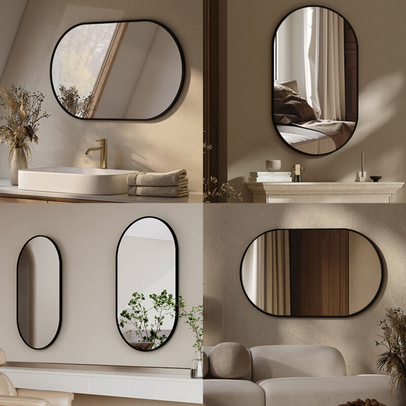 Miroir de salle de bain lumineux asymétrique anti-buée - 60 x 80 cm