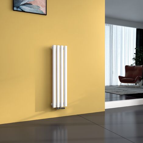 EMKE Radiateur eau chaude en acier Tube Rond Mural Horizontal design Blanc 90x24cm Unique Couche