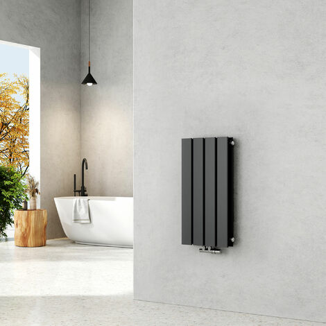 EMKE Radiateur eau chaude en acier Tube plat Montage mural Horizontal design Anthracite 60x30cm Double Couche
