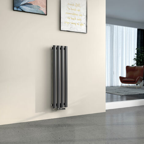 EMKE Radiateur eau chaude en acier Tube Rond Mural Horizontal design  Anthracite 90x24cm Unique Couche