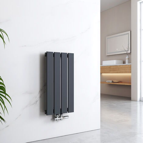 EMKE Radiateur eau chaude en acier Tube plat Montage mural Horizontal design Anthracite 60x30cm Unique Couche