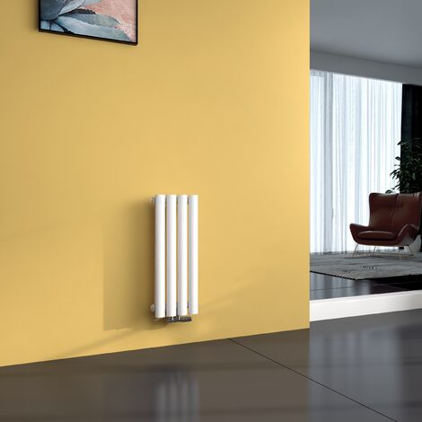 EMKE Radiateur eau chaude en acier Tube Rond Mural Horizontal design  Blanc 60x24cm Unique Couche (1/4)