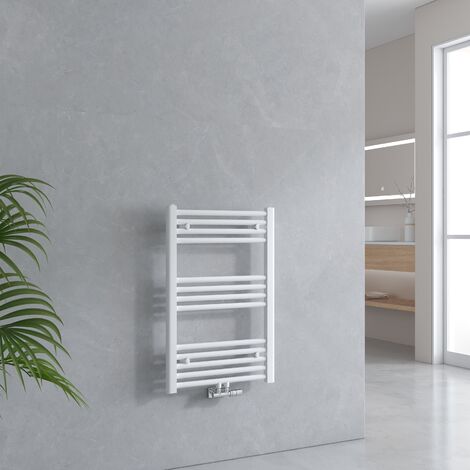 EMKE Sèche-serviette eau chaude Radiateur sèche-serviettes Salle de bain Blanc 75x50 cm