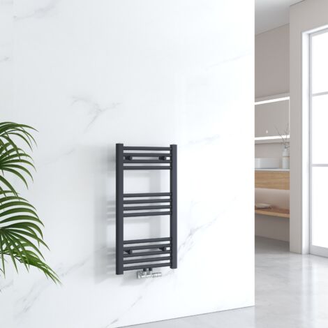 Emke – Sèche-serviette eau chaude 75x40 cm – Puissance 244W – Connexion centrale – Compatible chauffage central – Anthracite (1/4)