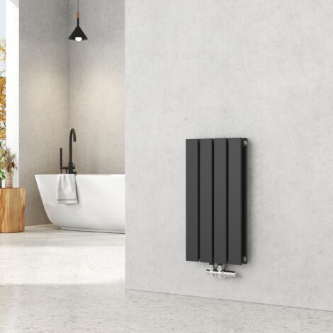 EMKE Radiateur eau chaude en acier Tube plat Montage mural  Noir 60x30cm Double Couche