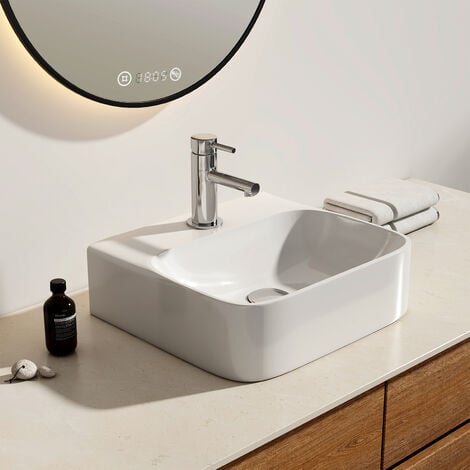vidaXL Évier salle de bain blanc 61x48x19,5 cm rectangulaire