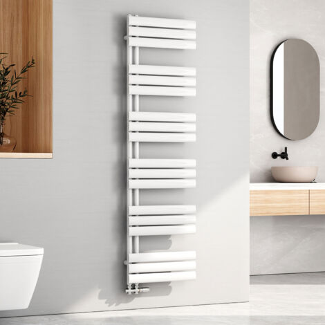 EMKE Sèche-serviette eau chaude, 1740x500mm - Sèche-serviettes Tube Ovale Blanc