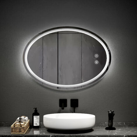 Miroir Salle De Bain Ovale LED 60x80 Cm – éclairage Réglable Et Fonction Antibuée