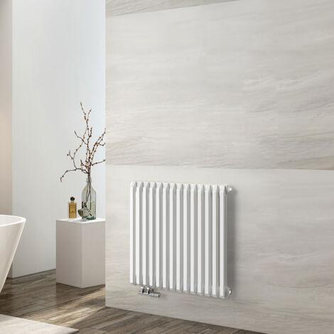 EMKE Radiateur eau chaude en acier, Radiateur à Eau Chaude Mural, Tube en forme de D, Blanc 600x594mm 969W
