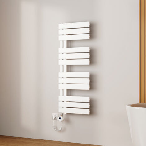 EMKE Sèche-Serviettes Électrique à Thermostat, Minuterie et Puissance Réglable, Blanc 400W 1041x400 mm (1/5)