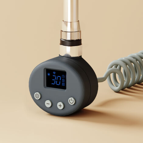 EMKE Radiateur Sèche-serviettes Connecté, Thermostat Intelligent Wi-Fi avec Contrôle Vocale, 4 Modes, IPX4, Anthracite, 300W (1/5)