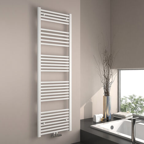 EMKE Sèche-serviette eau chaude, Radiateur sèche-serviettes raccordement central Blanc 160x50cm 654 Watts