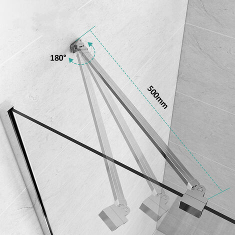 S'AFIELINA Barre de stabilisation, Barre de support pour parois de douche, Angulaire, Flexible, Réglable 700-1200 mm, Stabilisateur pour verre d'épaisseur 8-10 mm (1 pièce