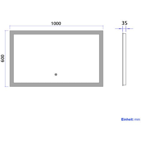 EMKE Miroir de salle de bain avec éclairage Miroir de salle de bain LED 100x60cm  Interrupteur Tactile  Lumière Blanche Froide/Chaude/Neutre