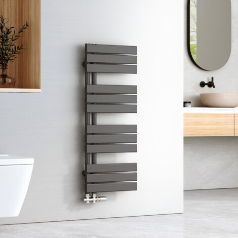 EMKE Sèche-serviettes à Eau Chaude Panneau Plat, Sèche-serviettes connexion latérale pour, Anthracite 1041x400mm 456Watts