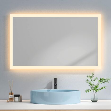 EMKE Miroir de salle de bain avec éclairage Miroir de salle de bain LED 100x60cm Lumière Chaude (1/5)