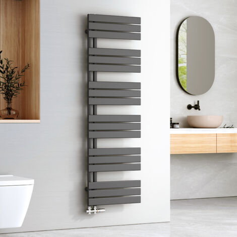 EMKE Sèche-serviettes à Eau Chaude Panneau Plat, Sèche-serviettes connexion latérale pour, Anthracite 1599x500mm 794Watts