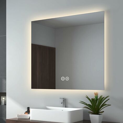 EMKE Miroir Lumineux 95 x 85 cm Miroir pour Salle de Bain à LED avec  Éclairage