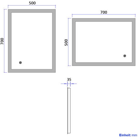 EMKE Miroir de salle de bain avec éclairage Miroir de salle de bain LED 70x50cm  Interrupteur Tactile  Lumière Blanche Froide