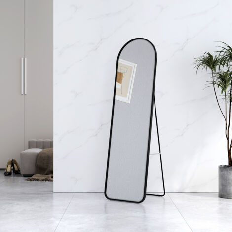 EMKE Miroir sur Pied 140 x 40 cm, Miroir Pleine Longueur avec cadre en aluminium pour Salon, Chambre, Vestiaire, Noir (1/5)