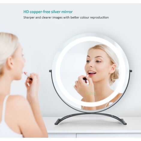 EMKE LED Hollywood Miroir de Maquillage Rond avec Interrupteur Tactile  Dimmable 3 Couleurs claires 360° Rotatif, Noir Diamètre 40cm