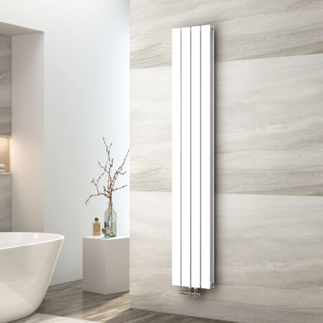 EMKE Radiateur à Eau Chaude, Radiateur plat Double couche connexion centrale, Montage mural vertical design, Blanc 180x30cm