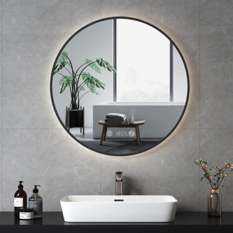 Miroir Salle De Bain LED - Miroir Mural Avec Affichage Horloge