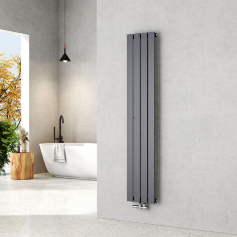 EMKE Radiateur eau chaude en acier, 160x30cm, Tube plat vertical monocouche, Convient pour 7,4 m²  Anthracite 557W
