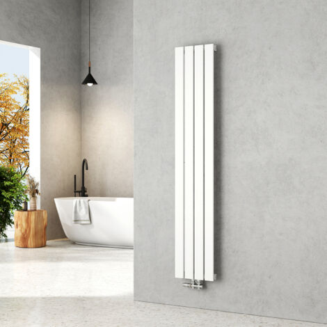 EMKE Radiateur eau chaude en acier, 160x30cm, Tube plat vertical monocouche, Convient pour 7,4 m²  Blanc 557W
