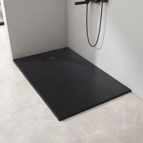EMKE Receveur de douche, receveur de douche plat antidérapant SMC receveur de douche coupé sur mesure 140x90cm Noire