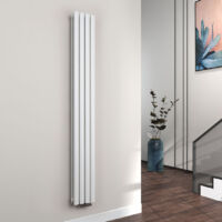 EMKE Radiateur eau chaude en acier Tube Rond Mural Verticale design Blanc 180x24cm Double Couche