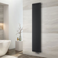 EMKE Radiateur eau chaude en acier, Radiateur à Eau Chaude Mural, Tube en forme de D, Anthracite 1800x348mm 1611W