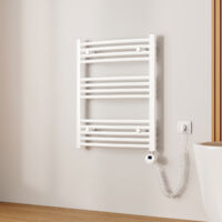 EMKE Sèche-serviette électrique, Radiateur Sèche-Serviettes avec WiFi Thermostat Blanc 75x60cm 300W