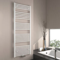 EMKE Sèche-serviette eau chaude, Radiateur sèche-serviettes raccordement central Blanc 160x60cm 761 Watts