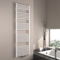 EMKE Sèche-serviette eau chaude, Radiateur sèche-serviettes raccordement central Blanc 160x50cm 654 Watts
